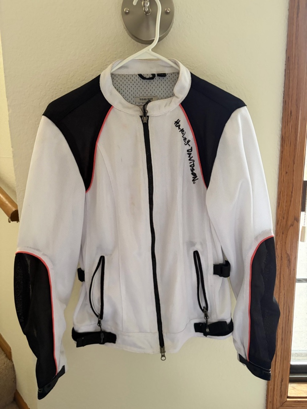 Harley-Davidson White and Black Mesh Jacket with Red Trim